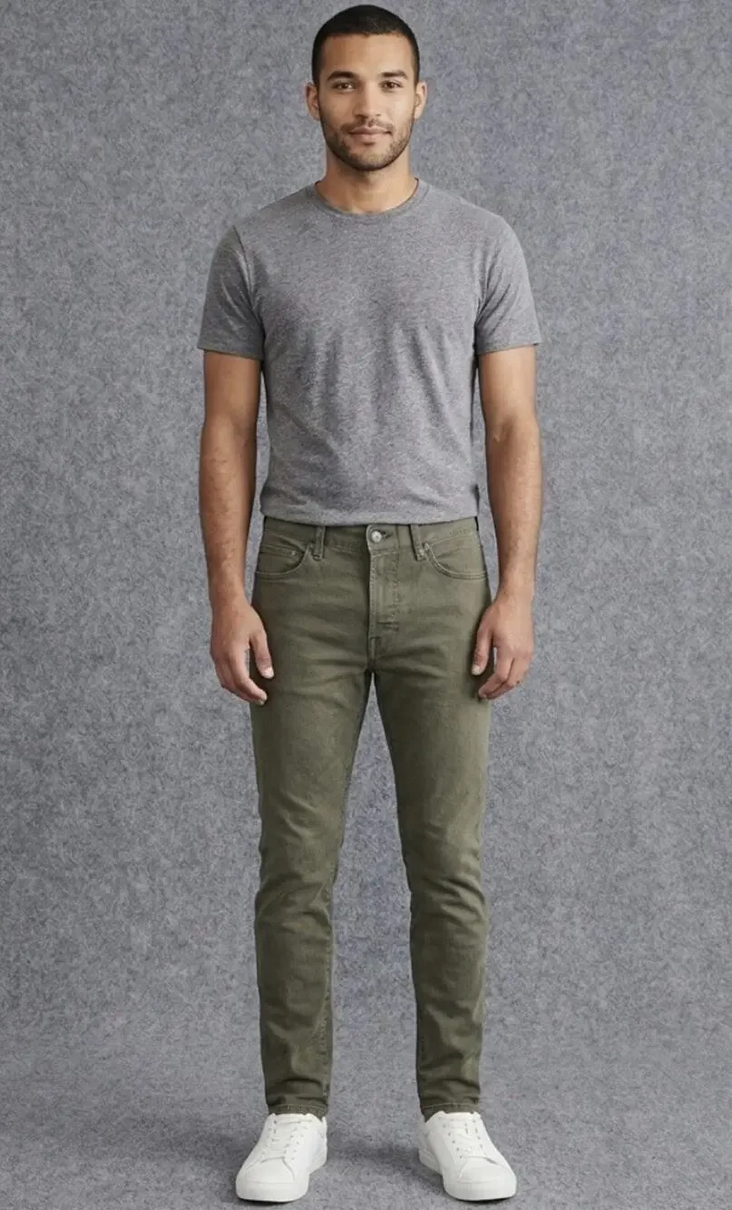 Aeropostale Men's Skinny Jeans Green Twill Cotton Tapered Legs Pants Size 30x30